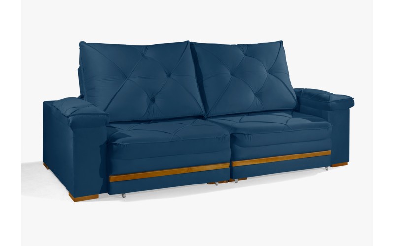 Sofá Retrátil Reclinável GANA 2,20m ESTILO ESTOFADOS - França Velusoft COR "AZUL" Sofá Retrátil Reclinável GANA 2,20m ESTILO ESTOFADOS - França Velusoft COR "AZUL"