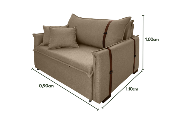 Poltrona Sofá Cama Valence Premium 90cm SoftGel 33 - Linho - Marrom