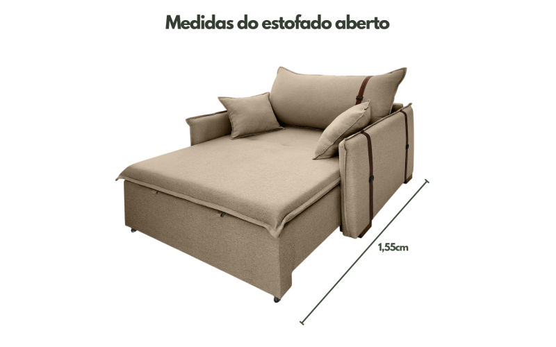 Poltrona Sofá Cama Valence Premium 90cm SoftGel 33 - Linho - Marrom