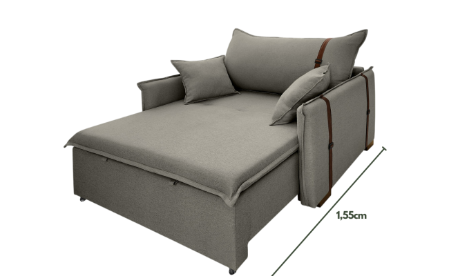 Poltrona Sofá Cama Valence Premium 110cm SoftGel D33  Linho  Cinza Escuro