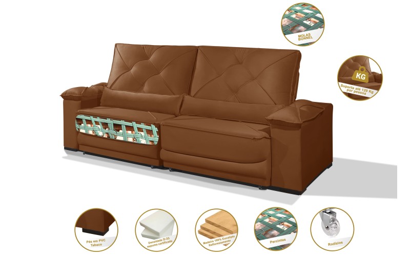 Sofá Retrátil e Reclinável 2.90m ESTILO ESTOFADOS - ODIN com SoftGel D33 Velusoft "Terracota" Sofá Retrátil e Reclinável 2.90m ESTILO ESTOFADOS - ODIN com SoftGel D33 Velusoft "Terracota"