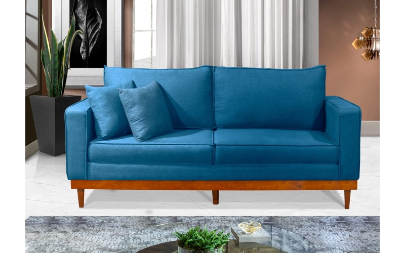 Sofá Living ESTILO ESTOFADOS - Orion 2,00m com Molas Bonnel Linho “Azul” Sofá Living ESTILO ESTOFADOS - Orion 2,00m com Molas Bonnel Linho “Azul”