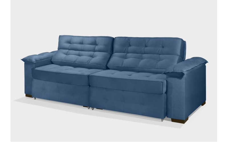 Sofá Retrátil e Reclinável 2,10m ESTILO ESTOFADOS - PARIS 2 módulos com Velusoft D33 "AZUL" Sofá Retrátil e Reclinável 2,10m ESTILO ESTOFADOS - PARIS 2 módulos com Velusoft D33 "AZUL"