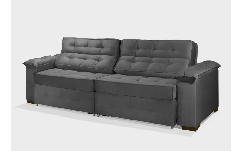 Sofá Retrátil e Reclinável 2,10m ESTILO ESTOFADOS - PARIS 2 módulos com Velusoft D33 "CINZA" Sofá Retrátil e Reclinável 2,10m ESTILO ESTOFADOS - PARIS 2 módulos com Velusoft D33 "CINZA"