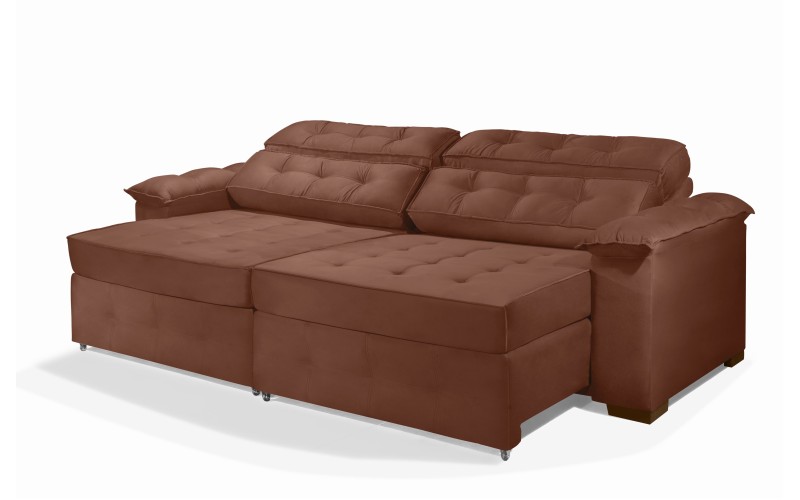 Sofá Retrátil e Reclinável 2,10m ESTILO ESTOFADOS - PARIS 2 módulos com Velusoft D33 "TERRACOTA" Sofá Retrátil e Reclinável 2,10m ESTILO ESTOFADOS - PARIS 2 módulos com Velusoft D33 "TERRACOTA"