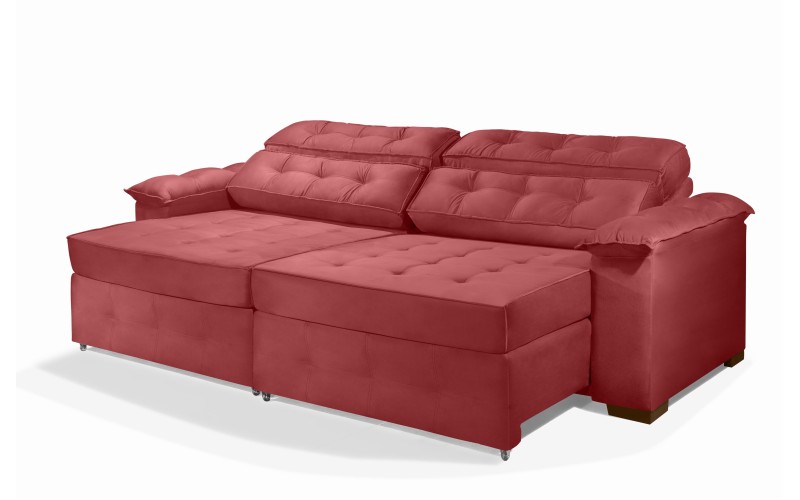 Sofá Retrátil e Reclinável 2,10m ESTILO ESTOFADOS - PARIS 2 módulos com Velusoft D33 "VERMELHO" Sofá Retrátil e Reclinável 2,10m ESTILO ESTOFADOS - PARIS 2 módulos com Velusoft D33 "VERMELHO"