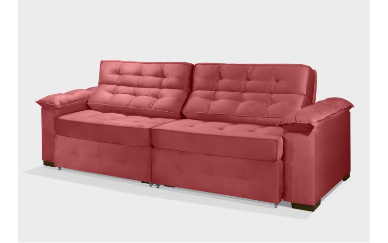 Sofá Retrátil e Reclinável 2,10m ESTILO ESTOFADOS - PARIS 2 módulos com Velusoft D33 "VERMELHO" Sofá Retrátil e Reclinável 2,10m ESTILO ESTOFADOS - PARIS 2 módulos com Velusoft D33 "VERMELHO"