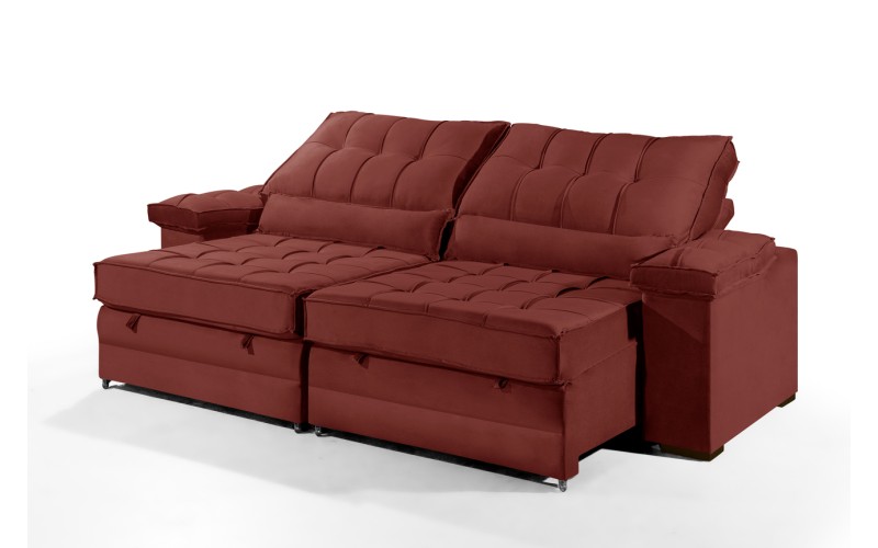 Sofá Retrátil Reclinável TOGO 2,90m ESTILO ESTOFADOS - França Velusoft COR "VERMELHO" Sofá Retrátil Reclinável TOGO 2,90m ESTILO ESTOFADOS - França Velusoft COR "VERMELHO"