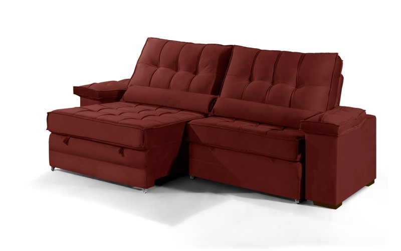 Sofá Retrátil Reclinável TOGO 2,90m ESTILO ESTOFADOS - França Velusoft COR "VERMELHO" Sofá Retrátil Reclinável TOGO 2,90m ESTILO ESTOFADOS - França Velusoft COR "VERMELHO"