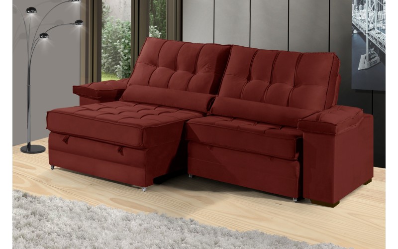 Sofá Retrátil Reclinável TOGO 2,90m ESTILO ESTOFADOS - França Velusoft COR "VERMELHO" Sofá Retrátil Reclinável TOGO 2,90m ESTILO ESTOFADOS - França Velusoft COR "VERMELHO"