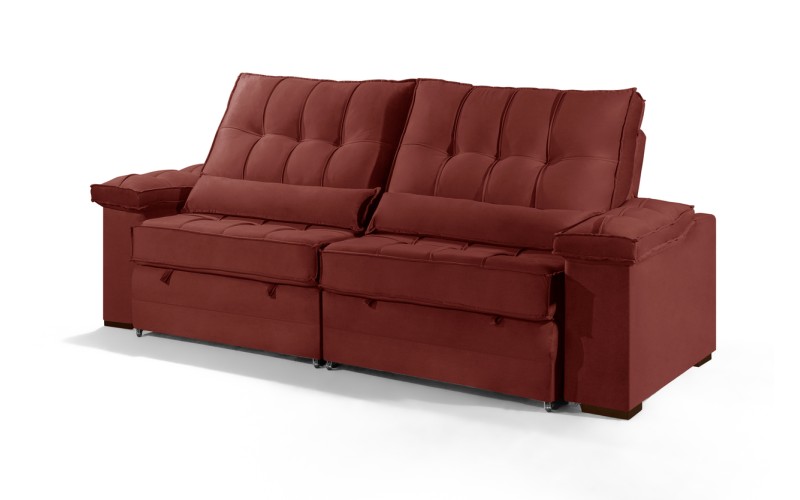 Sofá Retrátil Reclinável TOGO 2,90m ESTILO ESTOFADOS - França Velusoft COR "VERMELHO" Sofá Retrátil Reclinável TOGO 2,90m ESTILO ESTOFADOS - França Velusoft COR "VERMELHO"