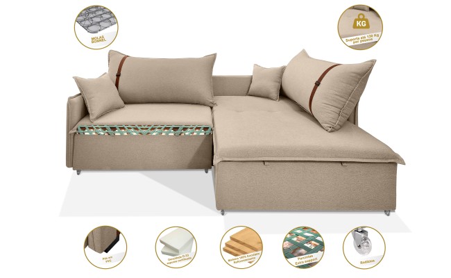 Sofá Valence Slim sem Caixa Premium 2.00m SoftGel 33  Linho Bege