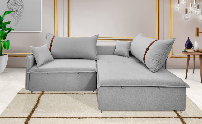 Sofá Valence Slim sem Caixa Premium 2.40m SoftGel 33  Linho Cinza Claro