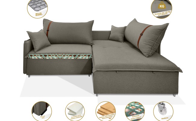 Sofá Valence Slim sem Caixa Premium 2.00m SoftGel 33  Linho Cinza