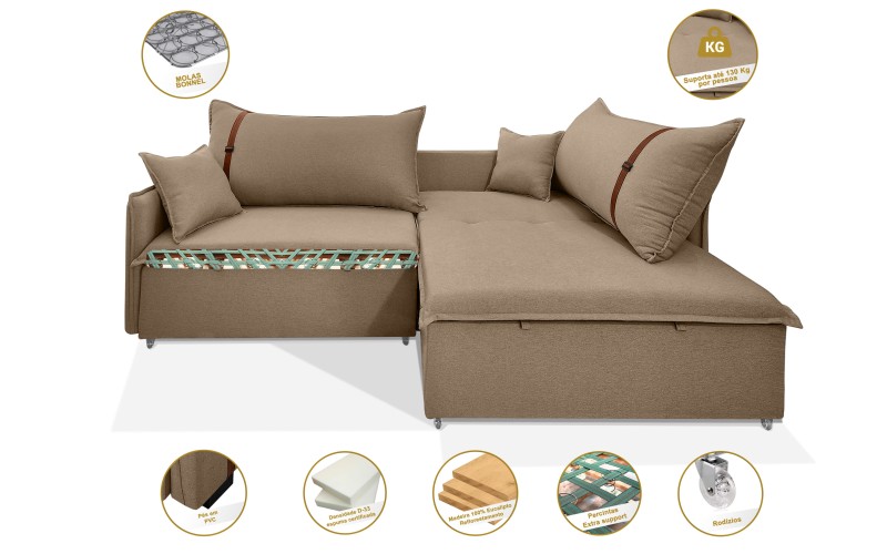 Sofá Valence Slim sem Caixa Premium 2.60m SoftGel 33 Linho Marrom Sofá Valence Slim sem Caixa Premium 2.60m SoftGel 33 Linho Marrom